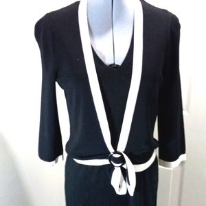 Jones NY sweater,black & white, tie front, Sz S